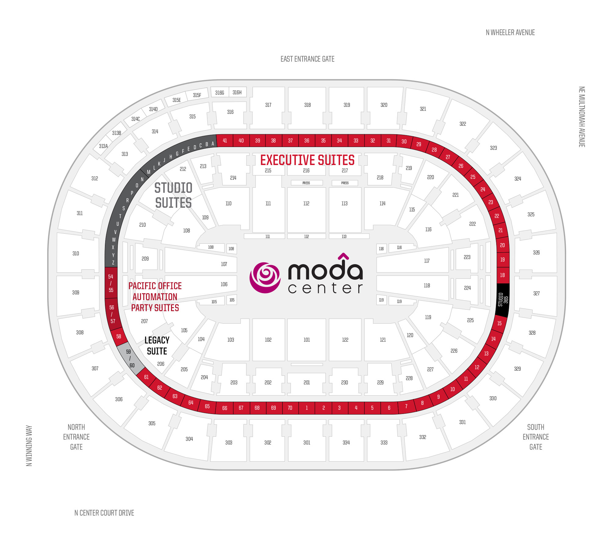 Moda Center Suite Map and Seating Chart